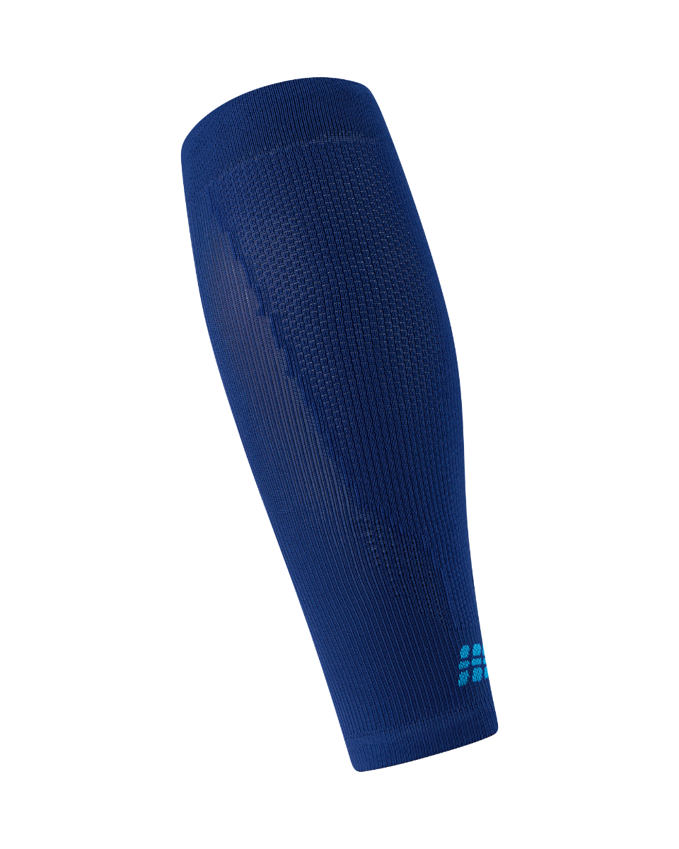 Core Run Calf Sleeve, 5.0 - Men by CEP Sports in navy blue with targeted compression zones for enhanced running performance and recovery