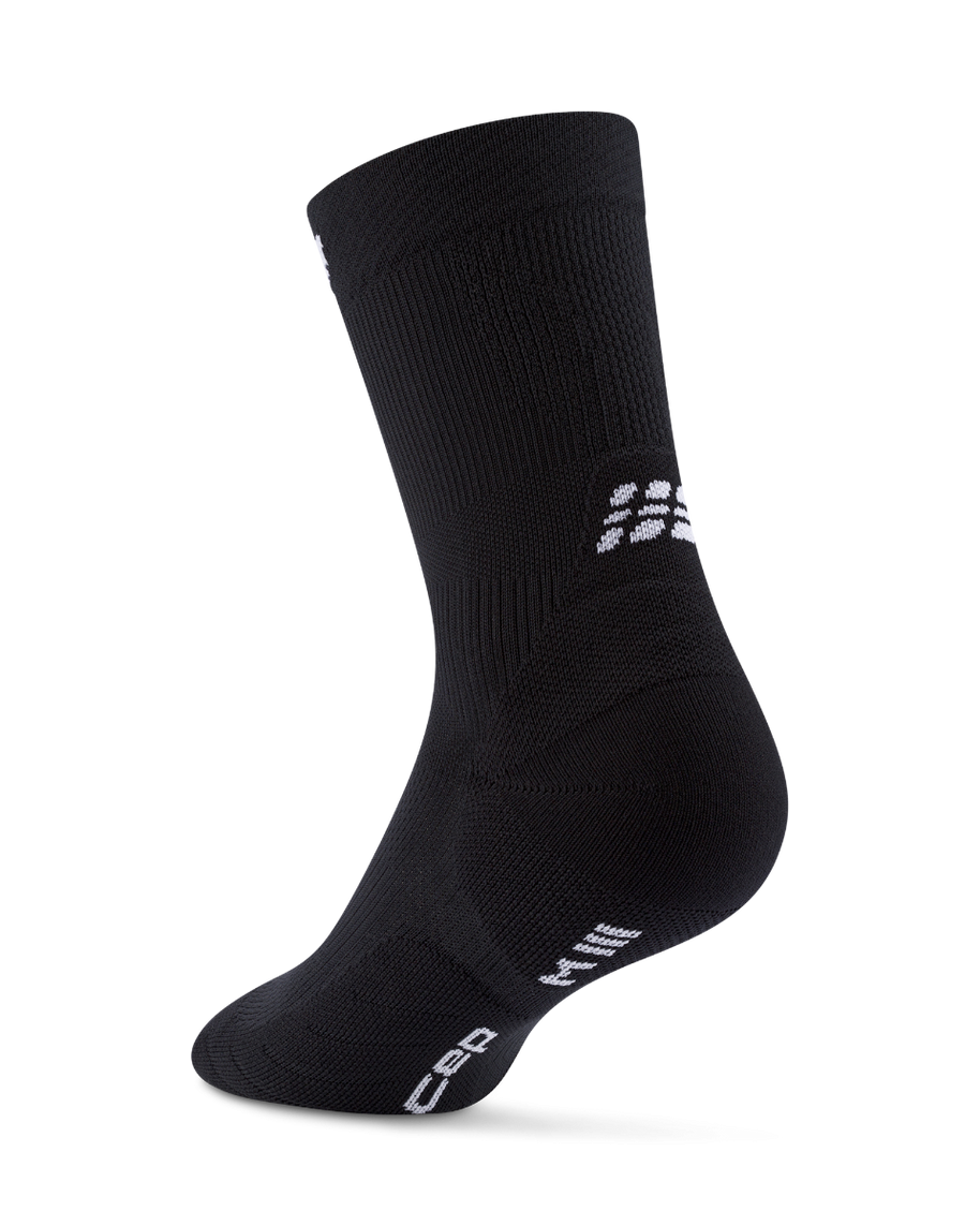 Core Run Socks Mid Cut, 5.0 - Women by CEP Sports in black, compression socks with targeted zones for joint and muscle support during running