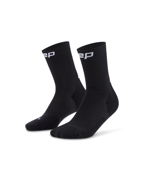Core Run Socks Mid Cut, 5.0 - Women by CEP Sports in black, compression socks with targeted zones for support and muscle activation during running