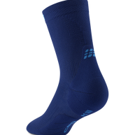 Core Run Socks Mid Cut, 5.0 - Men by CEP Sports in navy blue compression socks with targeted support for running and performance.