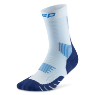 Core Run Socks Mid Cut, 5.0 - Women by CEP Sports in light blue and navy, compression socks with targeted muscle support for running
