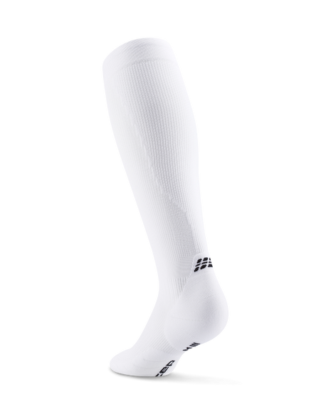 Core Run Socks Tall, 5.0 - Men by CEP Sports in white, high compression running socks with circular knit for activation and support