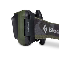 Storm 450 Headlamp by Black Diamond in green and black, waterproof dual-fuel headlamp designed for rugged outdoor adventures