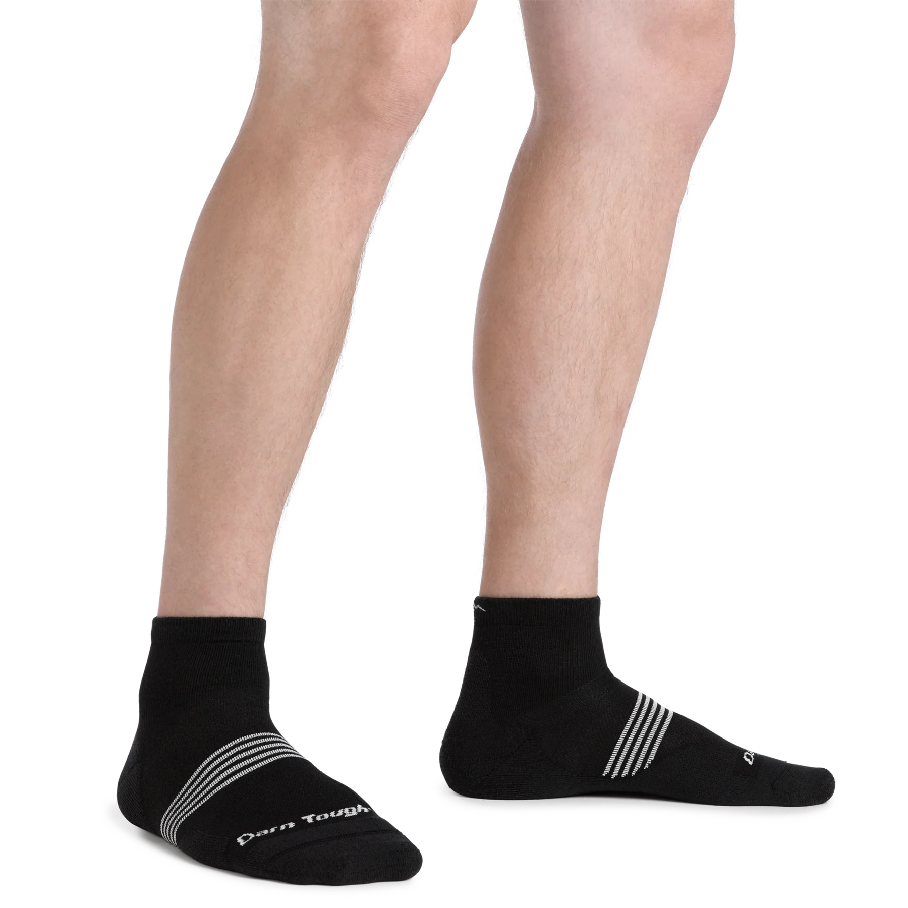 Element Quarter Lightweight w/Cushion Running Sock - Men by Darn Tough in black with mesh panels, lightweight and breathable for endurance running.