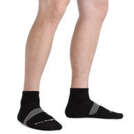 Element Quarter Lightweight w/Cushion Running Sock - Men by Darn Tough in black with mesh panels, lightweight and breathable for endurance running.