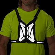 Laser Light Web Vest by Nathan in black with LED thread and reflective web, lightweight safety vest for low light running and outdoor use