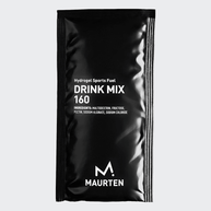 Drink Mix 160 by Maurten in black pouch, hydrogel sports fuel with 40g carbohydrates for hydration and energy during running