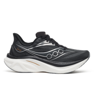 Saucony Endorphin Speed 6 Wide men's road running shoe in Black/White, side view with white midsole