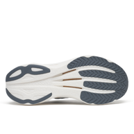 Outsole of the Saucony Endorphin Speed 6 Wide men's shoe in Black/White, white foam with grey rubber pads