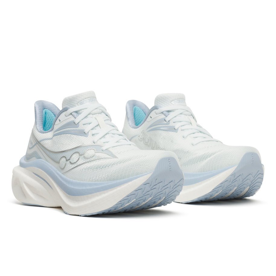 Pair of Saucony Endorphin Speed 6 women's shoes in Hue/Celestial, front three-quarter view