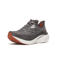 Saucony Endorphin Speed 6 men's running shoe in Gull/Cocoa, front three-quarter view with rust outsole