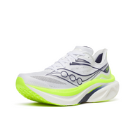 Saucony Endorphin Speed 6 men's running shoe in White/Citron, front three-quarter view with white laces