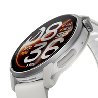 Close-up angled view of the Coros Pace 4 Pro in White Silicone showing the display and side buttons