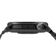 Side profile of the Coros Pace 4 Pro in Black Nylon showing the crown and black case