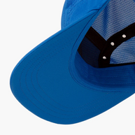 Close-up of the underside of the brim on the Ciele GOCap Comp Ninety in Azure with black sweatband