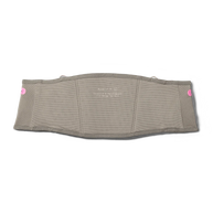 Inner side of the Norda x Raide LF 2L Running Belt in taupe showing the printed label and pink toggles