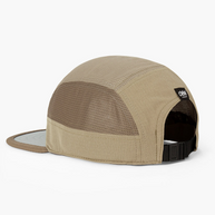 Ciele GOCap - Field - IconicBar in Cub, back three-quarter view of tan cap with black buckle strap