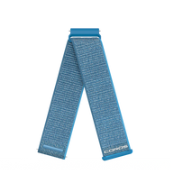 Coros 22mm Nylon Band in Glacier Blue, blue woven hook-and-loop strap with Coros logo