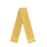Coros 22mm Nylon Band in Solstice Yellow, yellow woven hook-and-loop strap with Coros logo