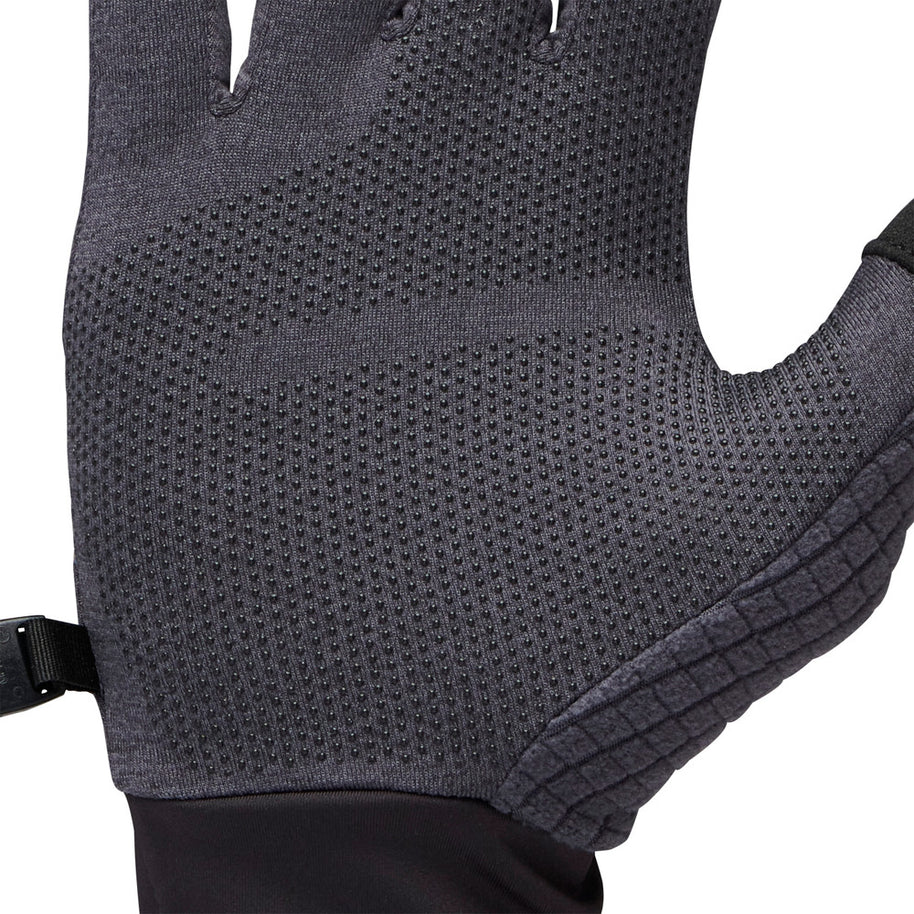 Deploy Gloves in dark grey by Black Diamond, lightweight gloves with grip dots ideal for running and outdoor training use
