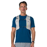 Pinnacle Run Lite Vest by Nathan in light grey, ultra-lightweight breathable hydration vest for road and trail running training