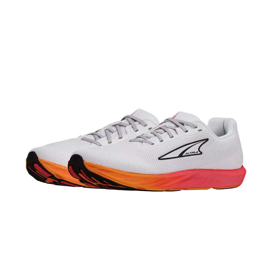 Escalante 4 - Women by Altra Footwear in white with orange and pink sole, lightweight road running shoe with FootShape fit and flexibility for fast training