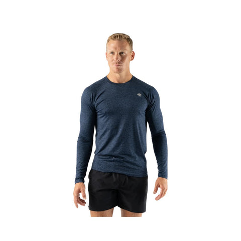 EZ Tee LS - Men by Rabbit in dark blue, soft lightweight long sleeve shirt designed for training runs and daily comfort