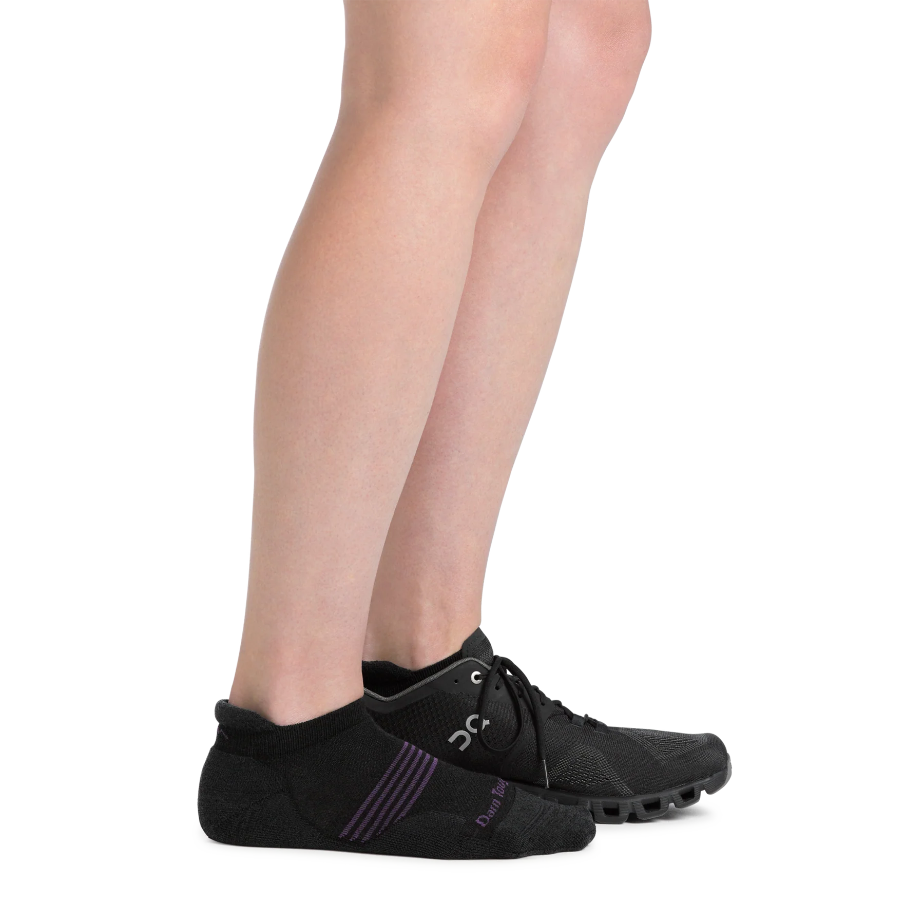 Element No Show Tab Lightweight w/Cushion Running Sock - Women by Darn Tough in black with purple cushioning for comfortable running miles