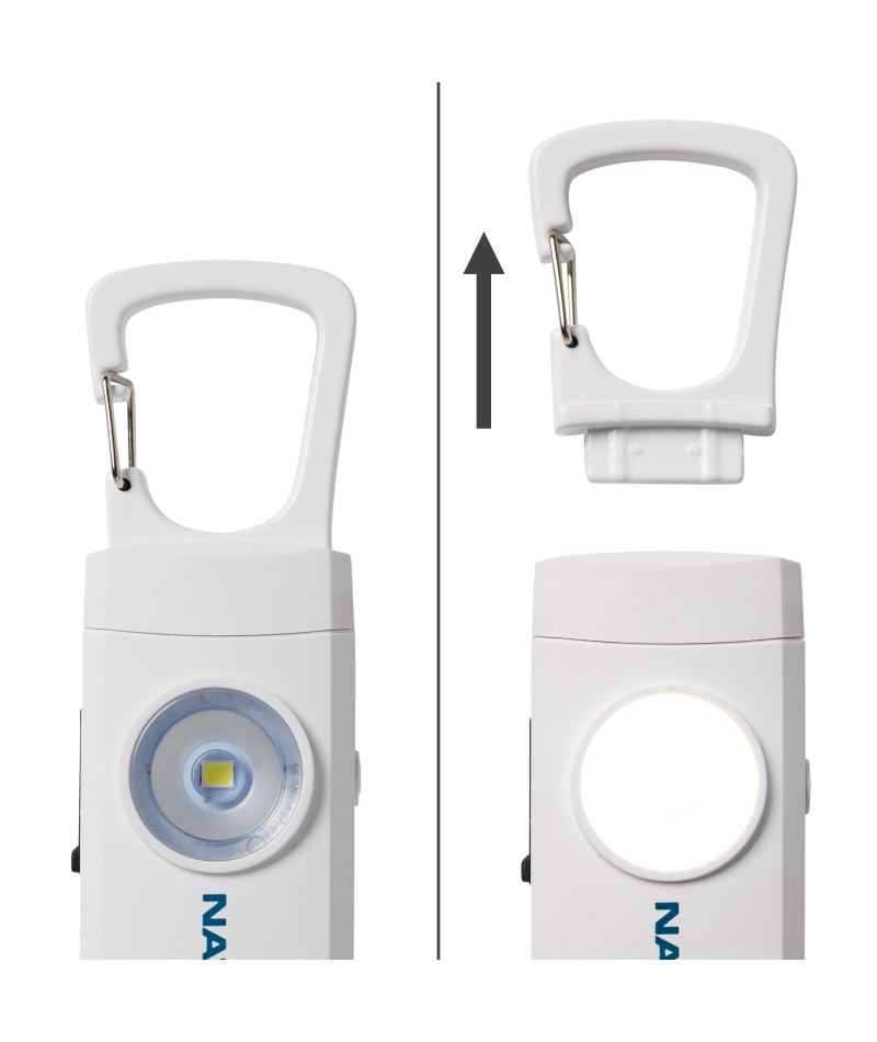 Siren LED Alarm RX by Nathan in white with USB-C rechargeable LED light and pull-activated safety alarm for outdoor running and walking