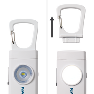 Siren LED Alarm RX by Nathan in white with USB-C rechargeable LED light and pull-activated safety alarm for outdoor running and walking