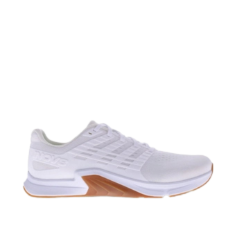 F-Lite Wide - Women by Inov8 in white and tan, flexible cross training shoe for running, lifting, jumping, and climbing
