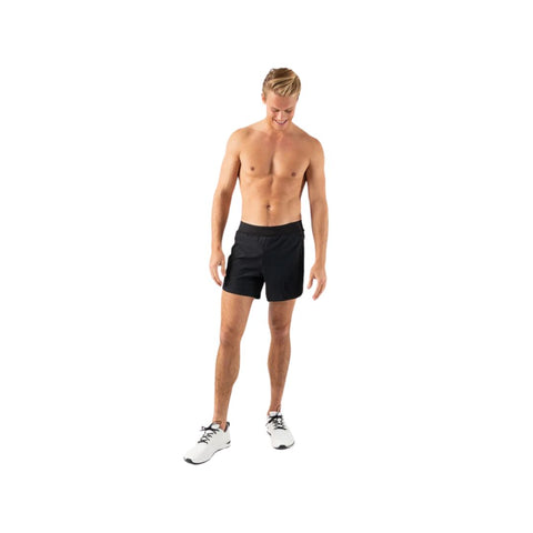 FKT 2.0 5" - Men by Rabbit in black lightweight shorts with six trek-worthy pockets and integrated hydration waistband for running and outdoor use