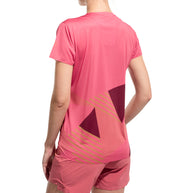 Comp T-Shirt - Women by La Sportiva in pink with bonded hems, lightweight recycled polyester top for climbing comfort and full motion