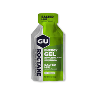 Roctane Energy Gel Salted Lime by GU Energy in green and silver, high electrolyte, amino acid gel for endurance and hydration