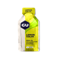 Original Energy Gel by GU Energy in lemon sublime, quick energy gel with amino acids and no caffeine for running and outdoor activities