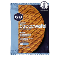 Energy Stroopwafel Wild Berries by GU Energy in blue packaging, gluten-free syrup-filled wafer for pre-workout energy and nutrition