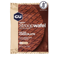 Energy Stroopwafel Salted Chocolate by GU Energy, gluten-free syrup waffle with amino acids and sodium for pre or during workout fuel