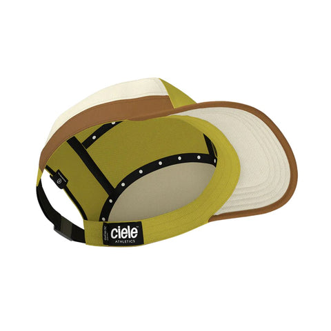 GOCap SC - C Plus Box by Ciele in olive green and beige with SOFTcurve pre-curved brim designed for long distance running comfort