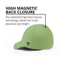 Performance 2.0 Ponytail Cap by Top Knot in green with patented high magnetic back closure for adjustable hair placement and comfort
