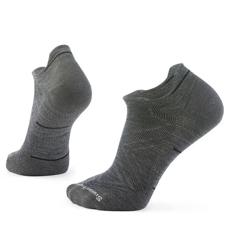 Run Zero Cushion Low Ankle Socks by SmartWool in dark grey, breathable men's running socks with durable cushioning for comfort on every mile