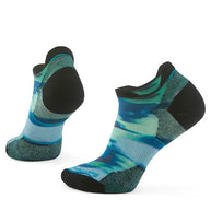 Run Targeted Cushion Brushed Print Low Ankle Socks - Women by SmartWool in blue and black, cushioned low-cut socks for running comfort and support