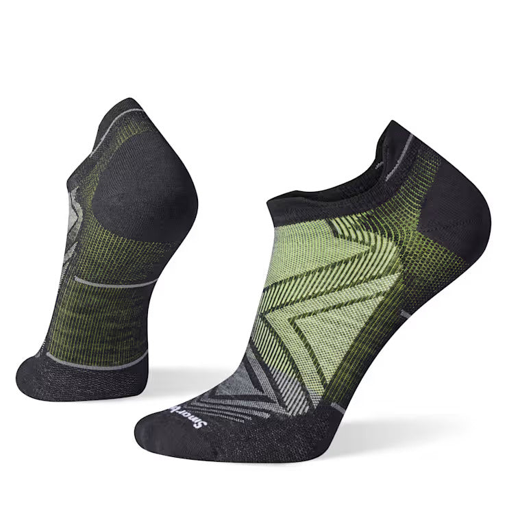 Run Zero Cushion Low Ankle Socks by SmartWool in black and green, durable running socks for comfort and support during long miles