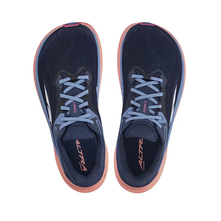 Torin 8 - Women by Altra Footwear in navy and coral with zero drop, roomy toe box, soft underfoot feel, ideal for road running