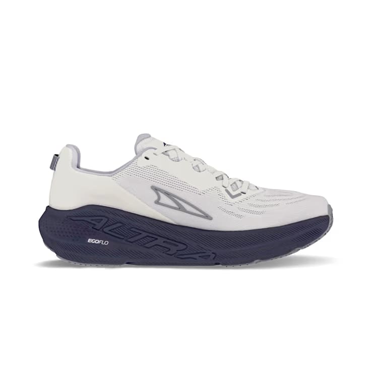 FWD Via - Men by Altra Footwear in white and navy with Altra EGO FLO foam midsole for lightweight, responsive road running shoes