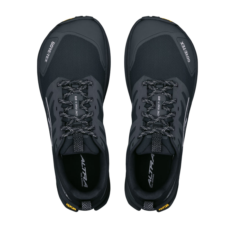 LONE PEAK 9+ GTX - Men by Altra Footwear in black and dark grey with waterproof GORE-TEX upper and Vibram outsole for trail running and outdoor use