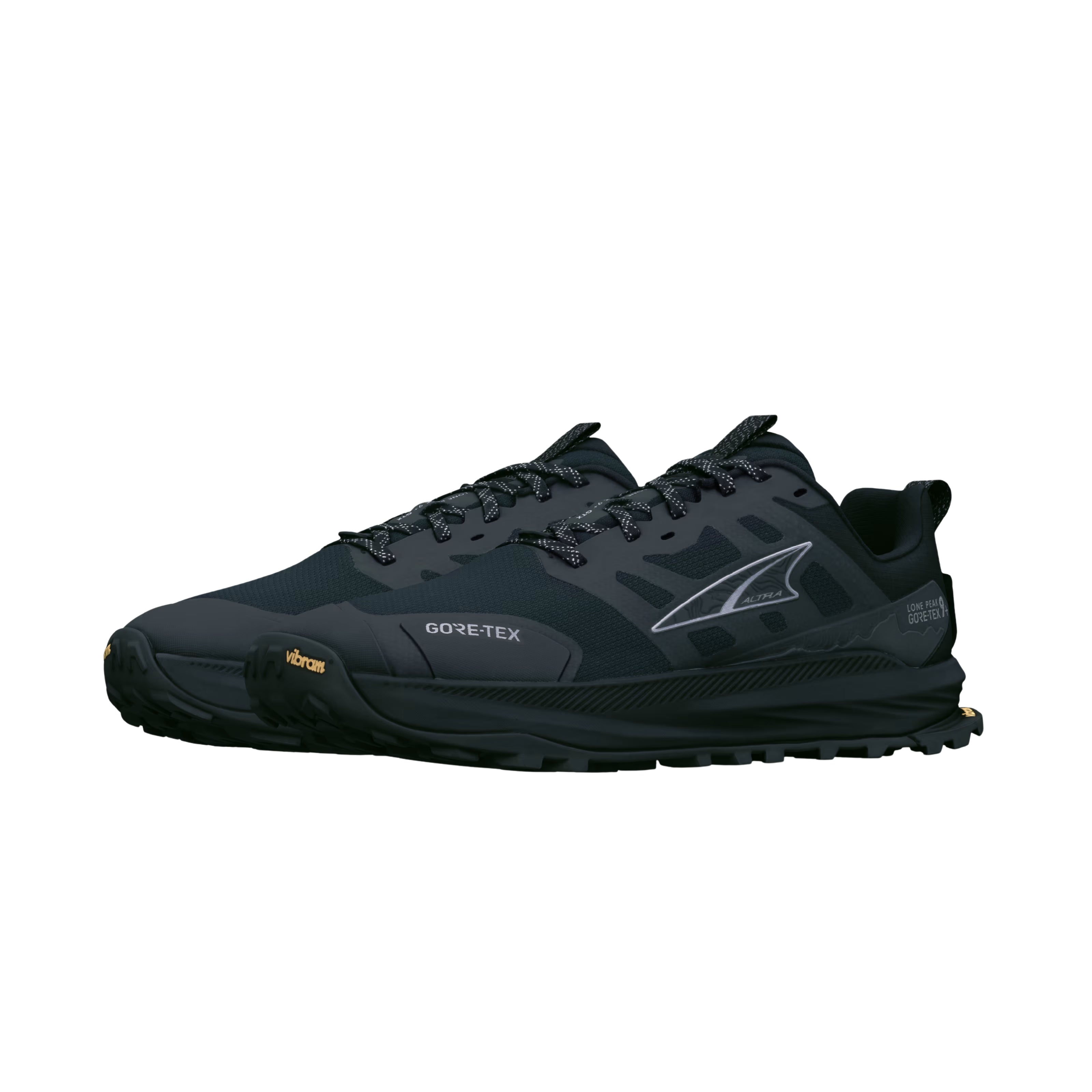 LONE PEAK 9+ GTX - Men by Altra Footwear in black with waterproof GORE-TEX upper and Vibram outsole for lightweight trail running and hiking
