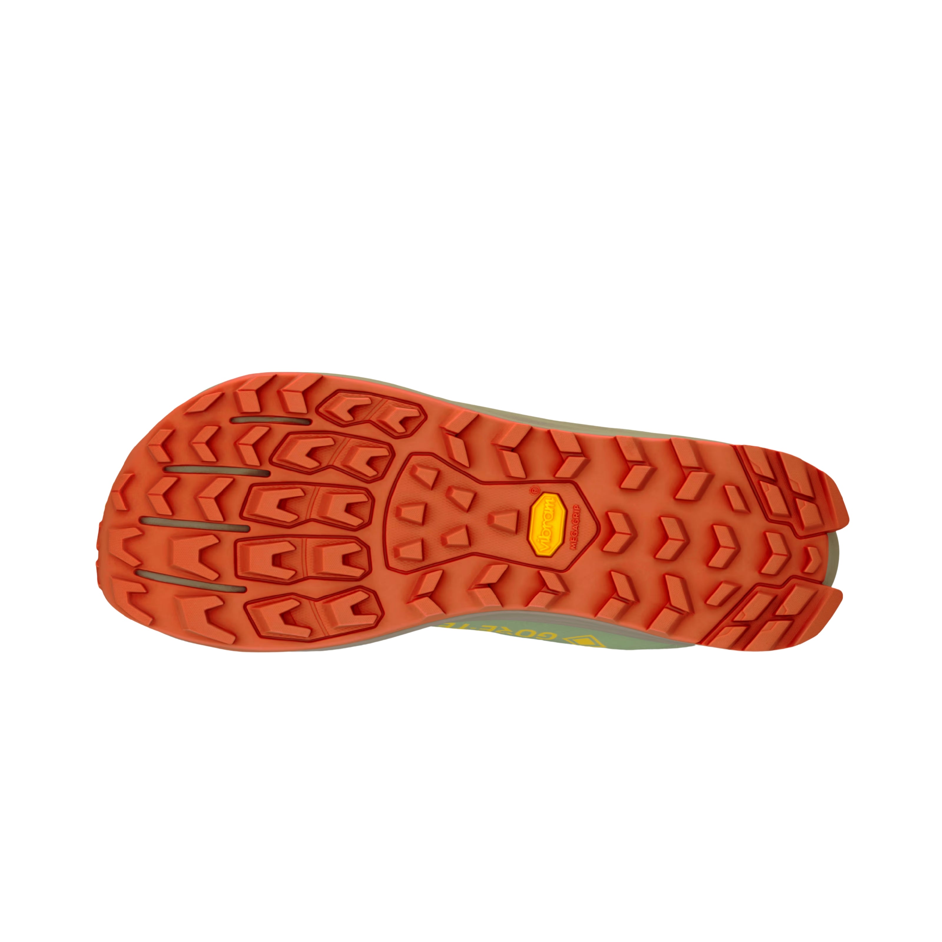 LONE PEAK 9+ GTX - Men by Altra Footwear in green and orange with Vibram outsole, lightweight waterproof trail shoe for rugged outdoor running and hiking