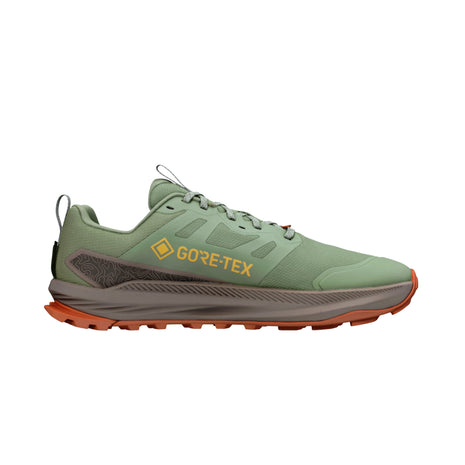 LONE PEAK 9+ GTX - Men by Altra Footwear in green and orange, lightweight trail shoe with waterproof Gore-Tex and grippy Vibram outsole for rugged outdoor use