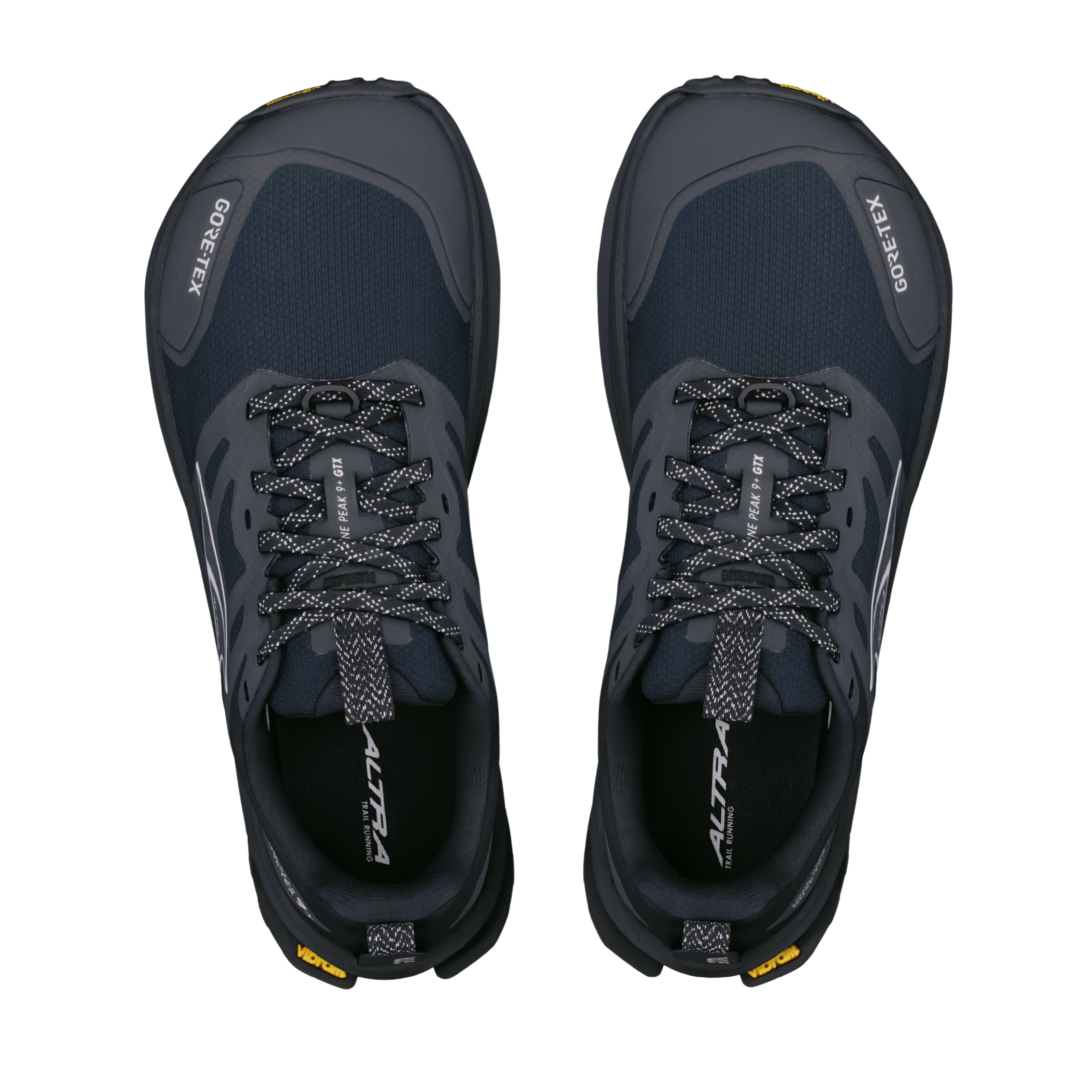 LONE PEAK 9+ GTX - Women by Altra Footwear in black and grey, lightweight waterproof trail shoe with Vibram outsole for running and hiking