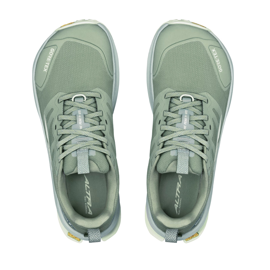 LONE PEAK 9+ GTX - Women by Altra Footwear in light green with waterproof GORE-TEX upper and Vibram outsole for trail running and hiking